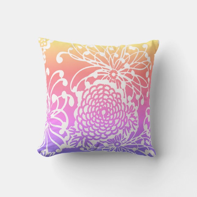 Vintager Blumenwirbel Kissen (Vorderseite)