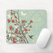 Vintager BlumenWirbelsdamast + Vogel mousepad (Mit Mouse)