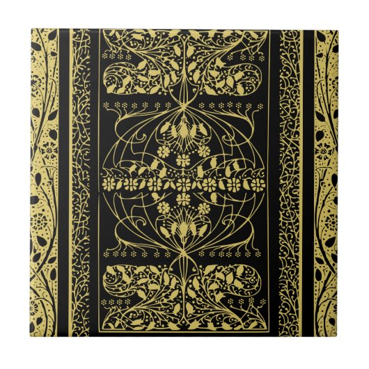 Vintager Blumenwirl im Déco-Stil Fliese (Vorderseite)