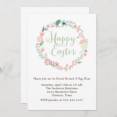 Vintager Blumenwreath-OsternBrunch Einladung (Vorne/Hinten)