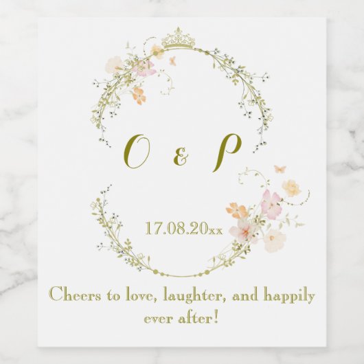 Vintager Blumenzauber Weinetikett (Einzelnes Label)