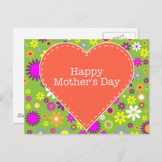 Vintager blumiger Muttertag Postkarte (Vorne/Hinten)