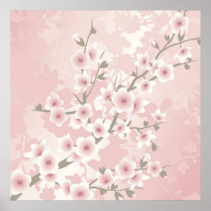 Vintager Blush PInk Kirschbllossom Poster
