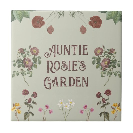 Vintager Blütengarten Fliese (Vorderseite)