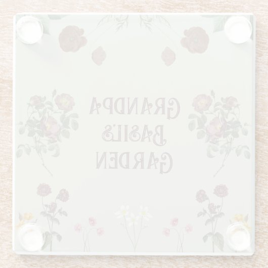 Vintager Blütengarten Glasuntersetzer (Rückseite)