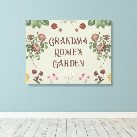 Vintager Blütengarten Leinwanddruck (Insitu (Holzboden))