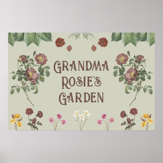 Vintager Blütengarten Poster (Vorne)