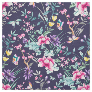 Vintager Blütengarten Regenbogen Blauer Blauer Bl Stoff