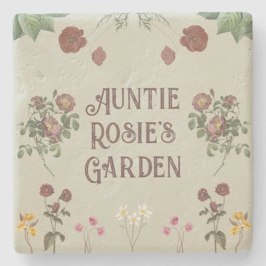 Vintager Blütengarten Steinuntersetzer (Vorderseite)