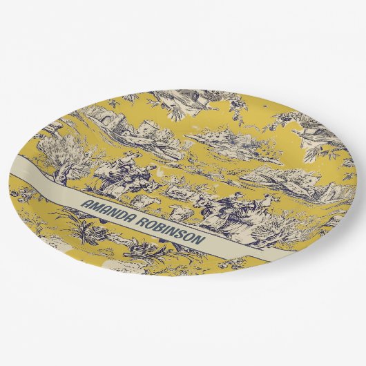 Vintager Blütengelber Schornstein Pappteller (Schrägansicht)