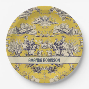 Vintager Blütengelber Schornstein Pappteller