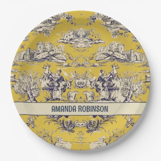 Vintager Blütengelber Schornstein Pappteller (Vorderseite)