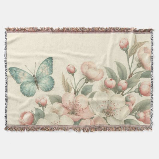 Vintager Blütenschmetterling Decke (Vorderseite)