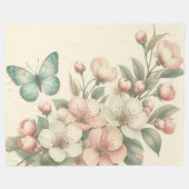 Vintager Blütenschmetterling Fleecedecke (Vorderseite (Horizontal))
