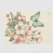 Vintager Blütenschmetterling Golfhandtuch (Horizontal)