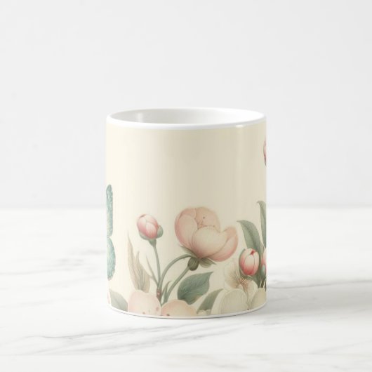 Vintager Blütenschmetterling Kaffeetasse (Mittel)