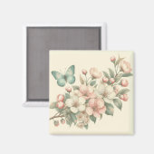 Vintager Blütenschmetterling Magnet (Vorderseite/Rückseite)