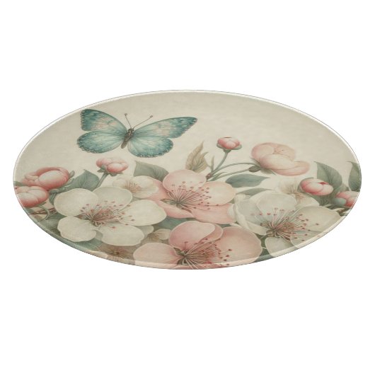 Vintager Blütenschmetterling Schneidebrett (Ecke)