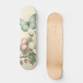 Vintager Blütenschmetterling Skateboard (Vorderseite)