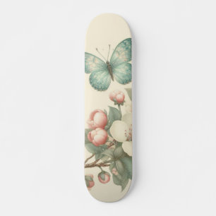 Vintager Blütenschmetterling Skateboard