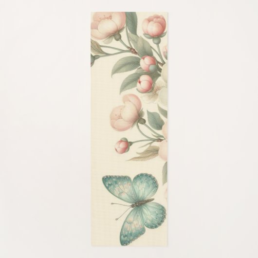 Vintager Blütenschmetterling Yogamatte (Vorderseite)