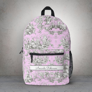 Vintager Blütensee Rosa Toile de jouy monogram ac Bedruckter Rucksack