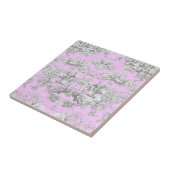 Vintager Blütensee Rosa Toile de jouy Monogramm Fliese (Seite)