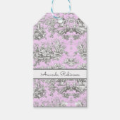 Vintager Blütensee Rosa Toile de jouy Monogramm Geschenkanhänger (Vorderseite)