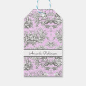 Vintager Blütensee Rosa Toile de jouy Monogramm Geschenkanhänger (Rückseite)