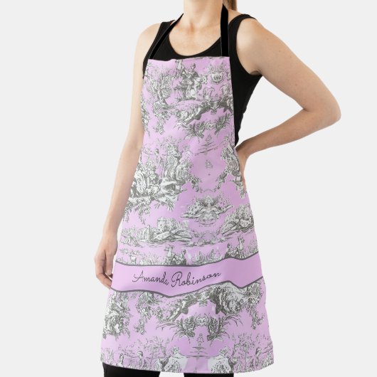 Vintager Blütensee Rosa Toile de jouy Monogramm Schürze (InSitu)