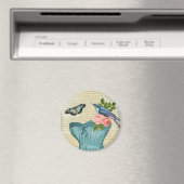 Vintager Blütenvogel und Schmetterling Magnet (In Situ (Geschirrspüler))