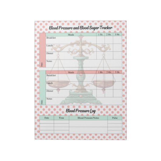 Vintager Blutzuckerspiegel und Blutdruck Notizblock (Rotiert)