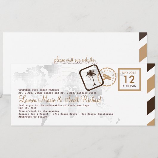 Vintager Boarding Einladung (Vorne/Hinten)