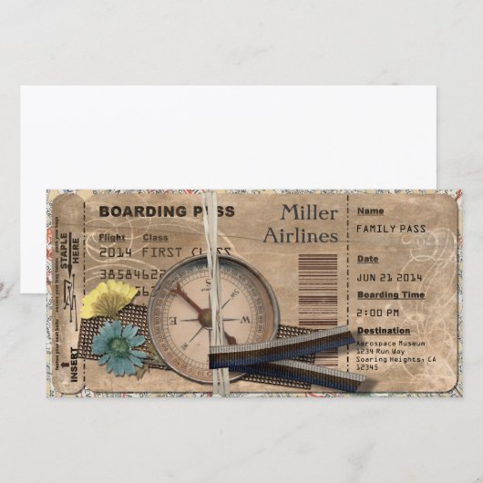 Vintager Boarding Einladung (Vorne/Hinten)