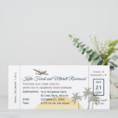 Vintager Boarding Pass Hochzeit auf ecru Einladung (Stehend Vorderseite)