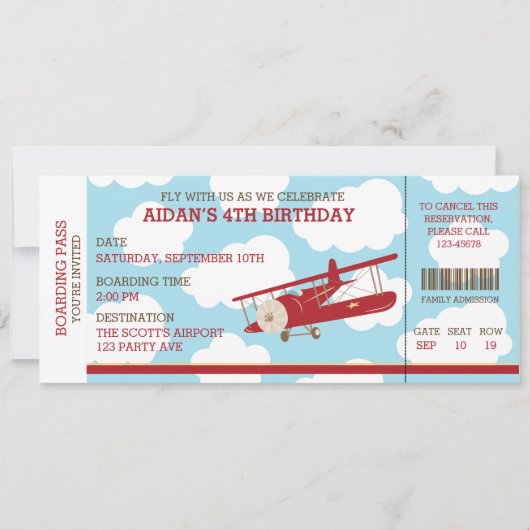Vintager Boarding Pass Ticket Geburtstag Einladung (Vorderseite)