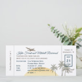 Vintager Boarding Pass Wedding & UAWG auf ecru Einladung (Stehend Vorderseite)