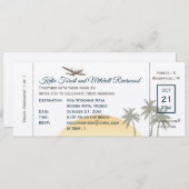 Vintager Boarding Pass Wedding & UAWG auf ecru Einladung (Vorne/Hinten)