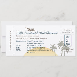 Vintager Boarding Pass Wedding & UAWG auf ecru Einladung