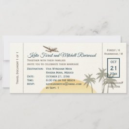 Vintager Boarding Pass Wedding & UAWG auf ecru Einladung