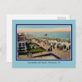Vintager Boardwalk und Strand Rockaway Park NY Postkarte (Vorne/Hinten)