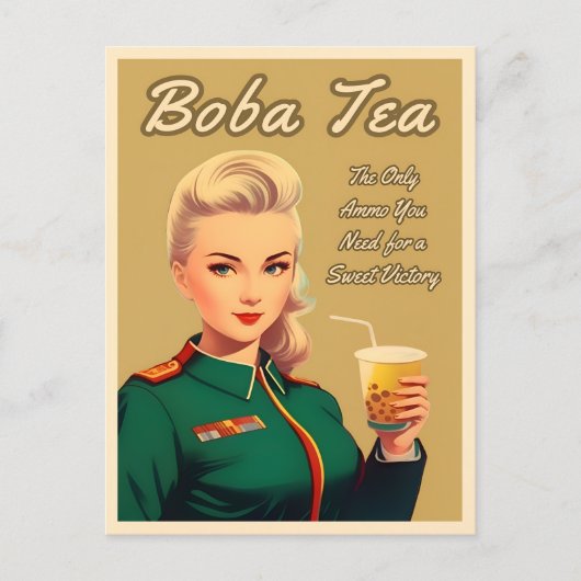 Vintager Boba Tea Retro Spaß Postkarte (Vorderseite)
