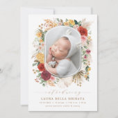 Vintager Bohemischer Blumengarten Geburtserklärung Einladung (Vorderseite)