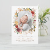 Vintager Bohemischer Blumengarten Geburtserklärung Einladung (Stehend Vorderseite)