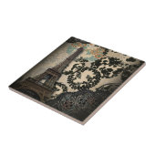 Vintager, böhmisch-blumengeschmückter Eiffelturm Fliese (Seite)