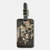 Vintager, böhmisch-blumengeschmückter Eiffelturm Gepäckanhänger (Vorderseite vertikal)