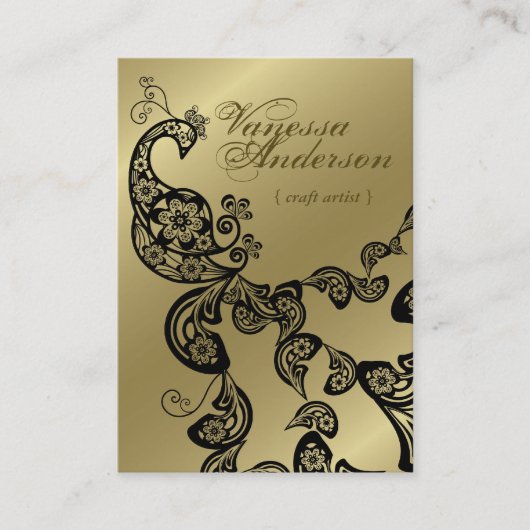 Vintager Boho Chic-Paisleyeleganter Blumenpfau Visitenkarte (Vorderseite)