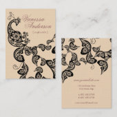 Vintager Boho Chic-Paisleyeleganter Blumenpfau Visitenkarte (Vorne/Hinten)