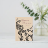 Vintager Boho Chic-Paisleyeleganter Blumenpfau Visitenkarte (Stehend Vorderseite)