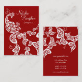 Vintager Boho Chic-Paisleyeleganter Blumenpfau Visitenkarte (Vorne/Hinten)